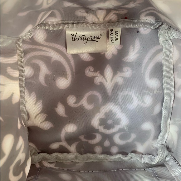 Thirty-One Black and White Patterned Small Tote Bag 7 1/2” x 7 1/2” - Picture 4 of 8